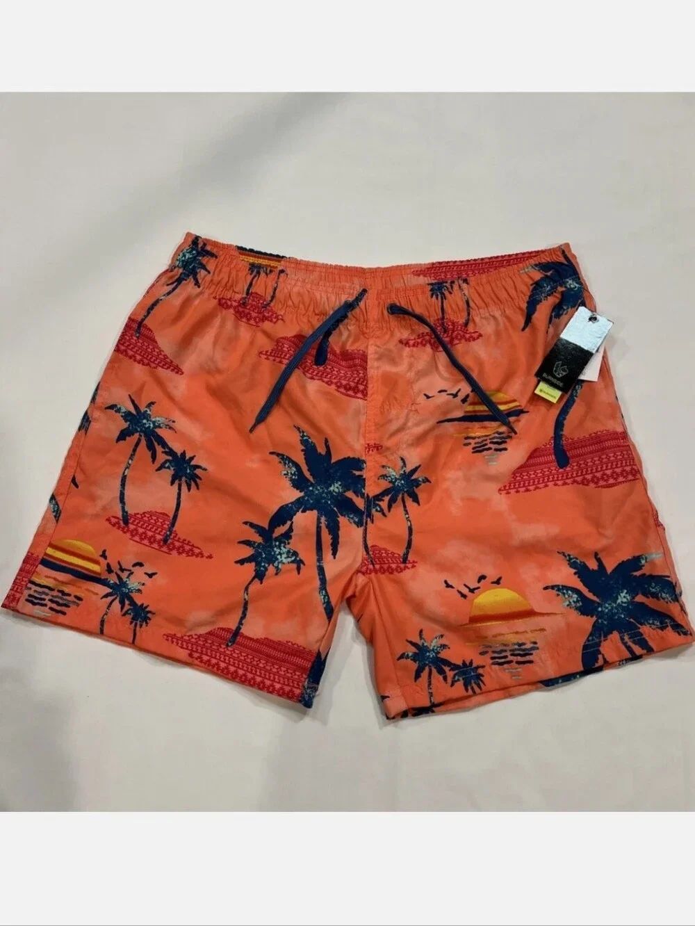 Burnside Men's XL Orange Palm-Print Swim Trunks - New
